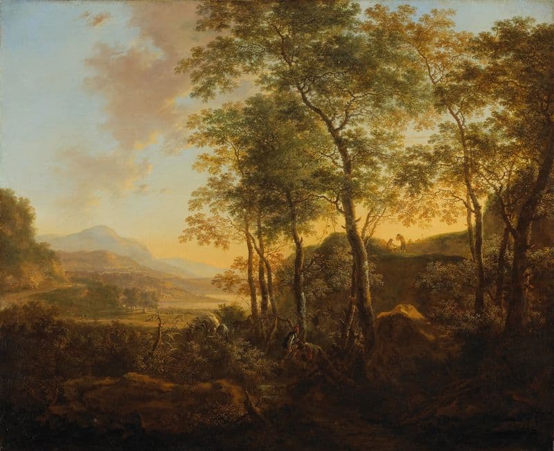 Wooded Hillside with a Vista (c. 1645) as a canvas print