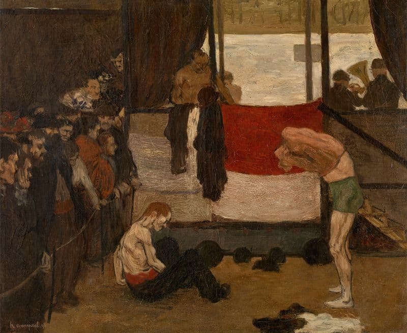 Wrestling Barrack at a Fair as a canvas print