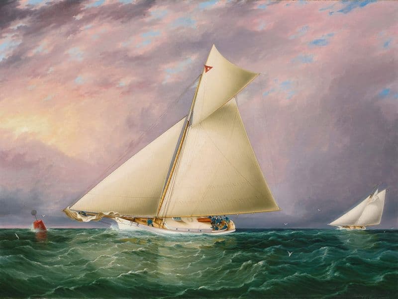 Yacht Race In New York Harbor (circa 1885) as a canvas print