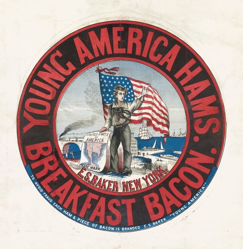Young America hams and breakfast bacon, E.S. Baker, New York as a canvas print