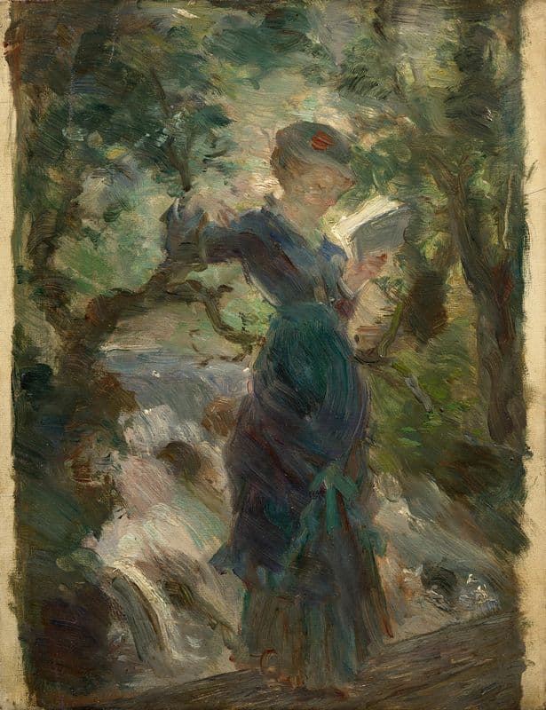 Young lady reading as a canvas print
