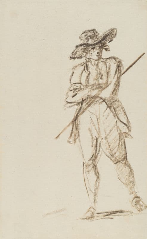 Young Man Holding a Stick under his Arm as a canvas print