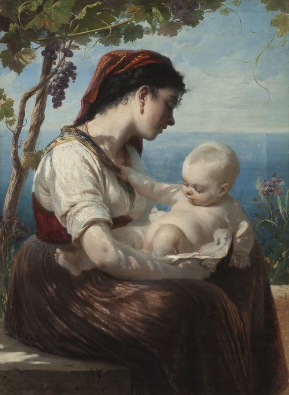 Young Mother and her Child as a canvas print