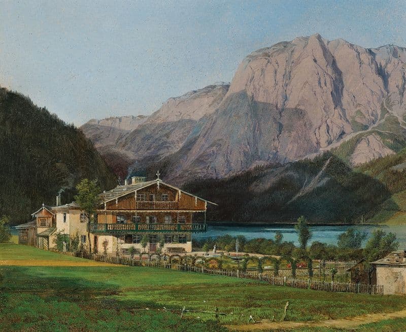 Zedlitz Villa at Lake Altaussee with a view of Trisselwand as a canvas print
