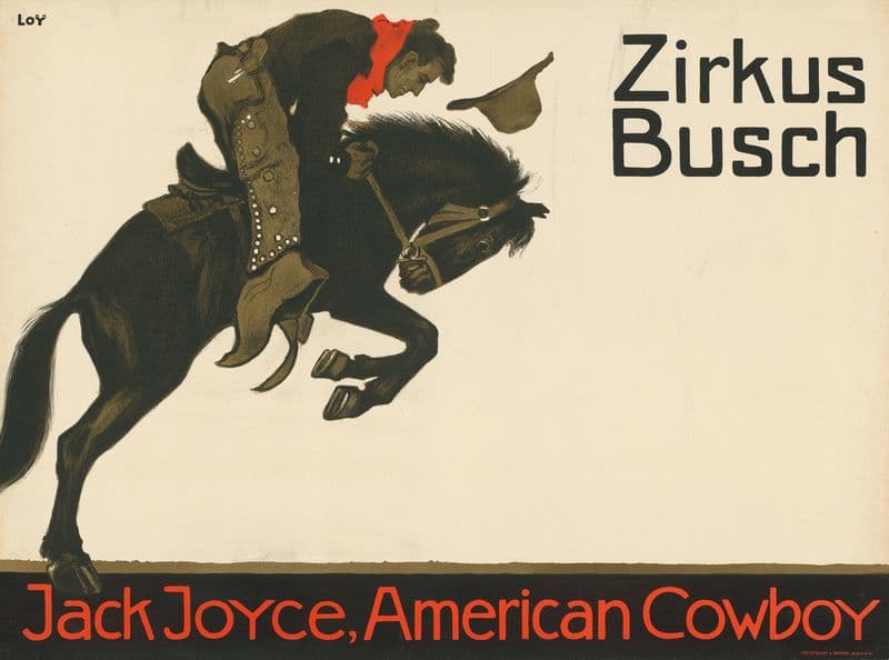Zirkus Busch. Jack Joyce, American Cowboy (1911 - 1914) as a canvas print