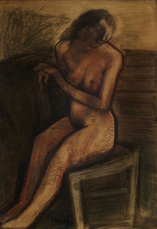 Zittend naakt as a canvas print