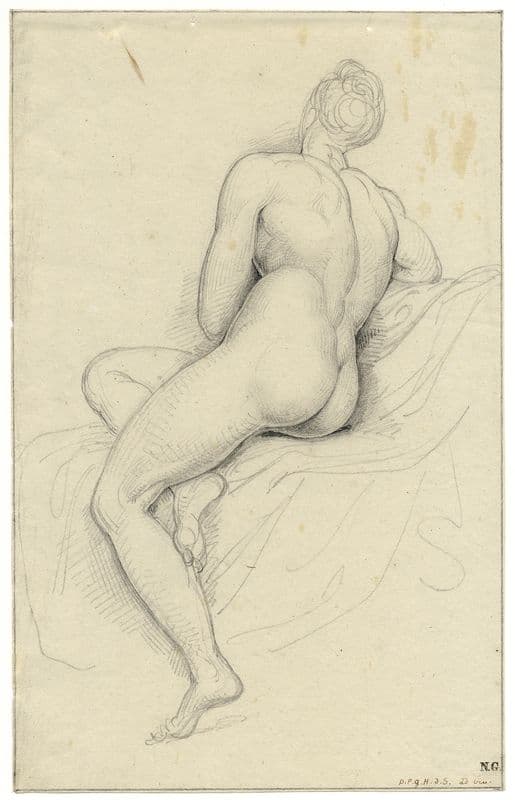 Zittend vrouwelijk naakt (rugfiguur) as a canvas print