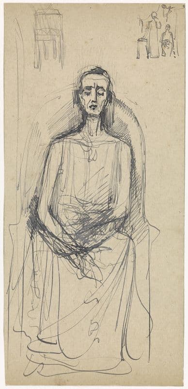 Zittende figuur met neergeslagen ogen (1869 - 1925) as a canvas print