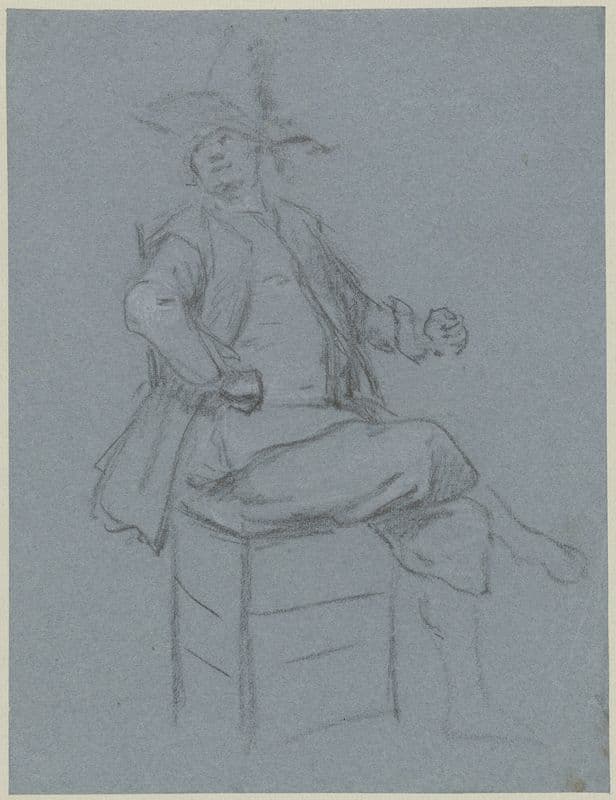 Zittende kwaker, driekwart naar links met omgewend hoofd (1706-1750) as a canvas print