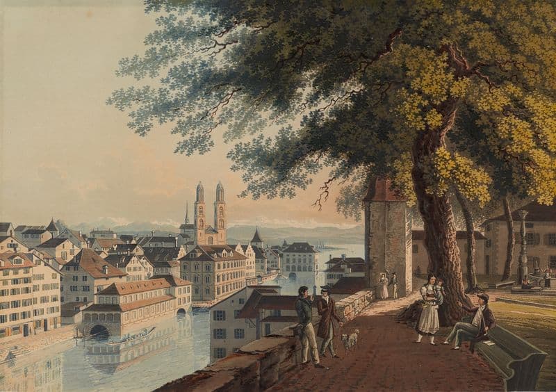 Zürich gezeichnet auf dem Lindenhof as a canvas print