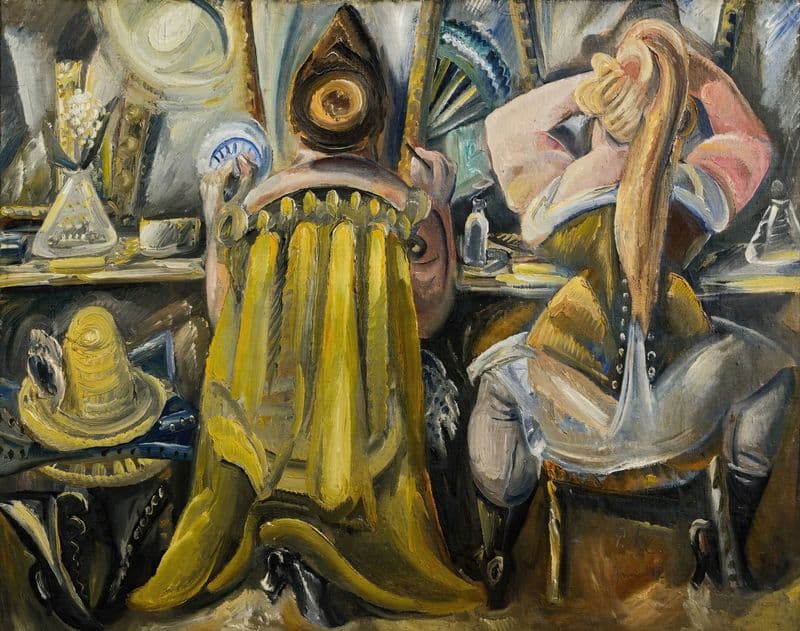 Zwei Frauen in der Garderobe as a canvas print