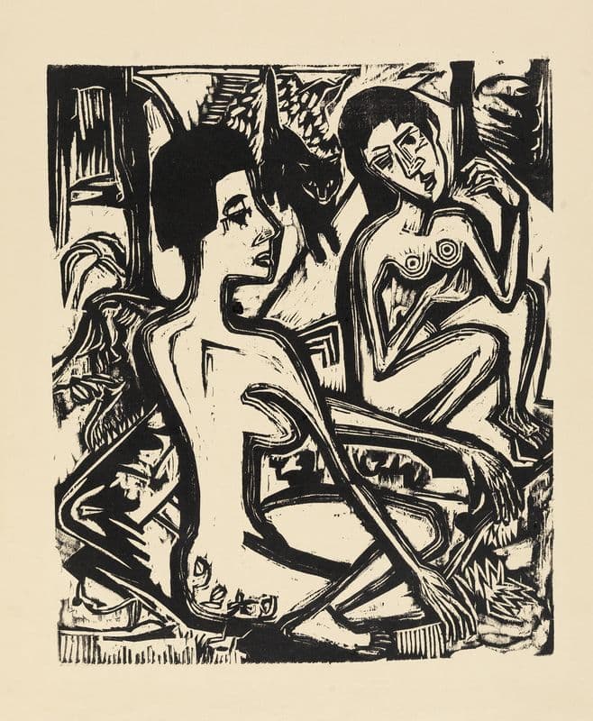 Zwei nackte Frauen im Walde as a canvas print