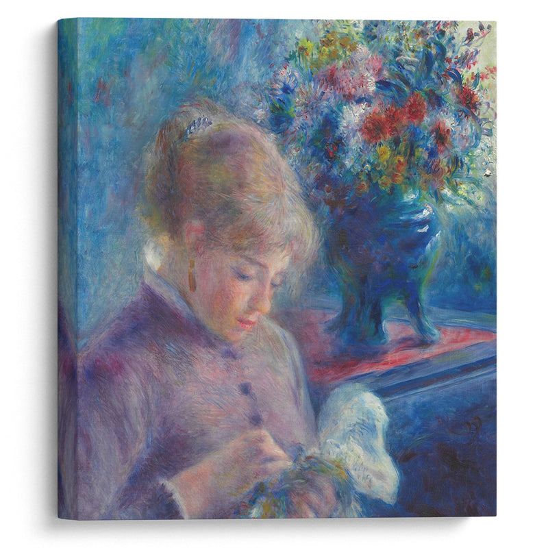 Young Woman Sewing (1879) - Pierre-Auguste Renoir - Canvas Print