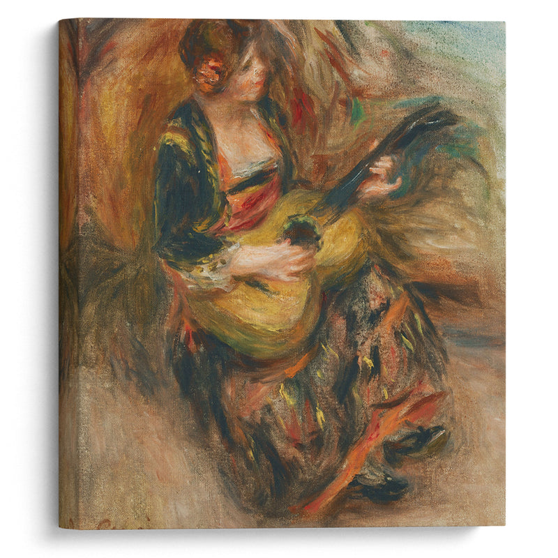 Jeune femme assise jouant de la guitare (1898-1900) - Pierre-Auguste Renoir - Canvas Print