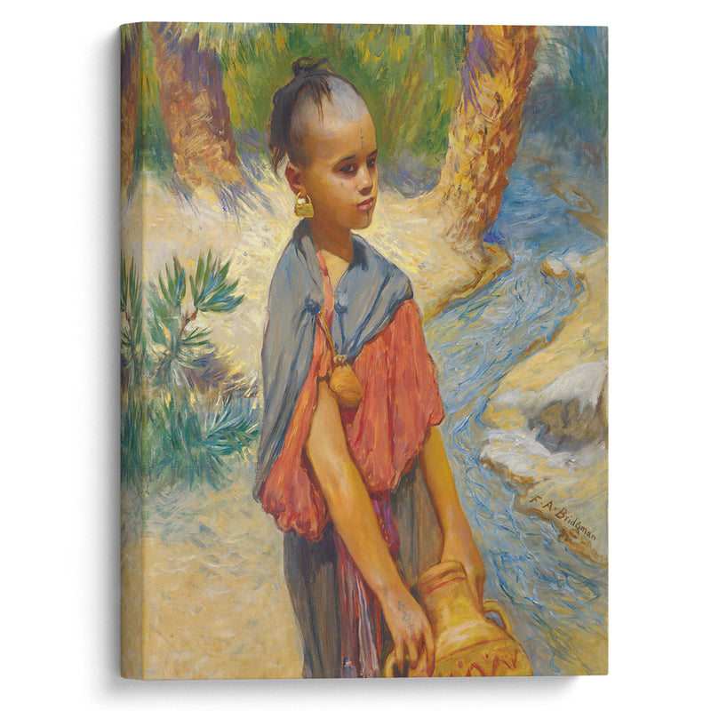 A young girl by a river - Frederick Arthur Bridgman - Canvas Print