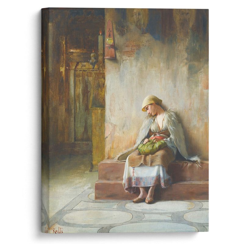 Young Girl Sleeping In A Church - Theodoros Ralli - Canvas Print