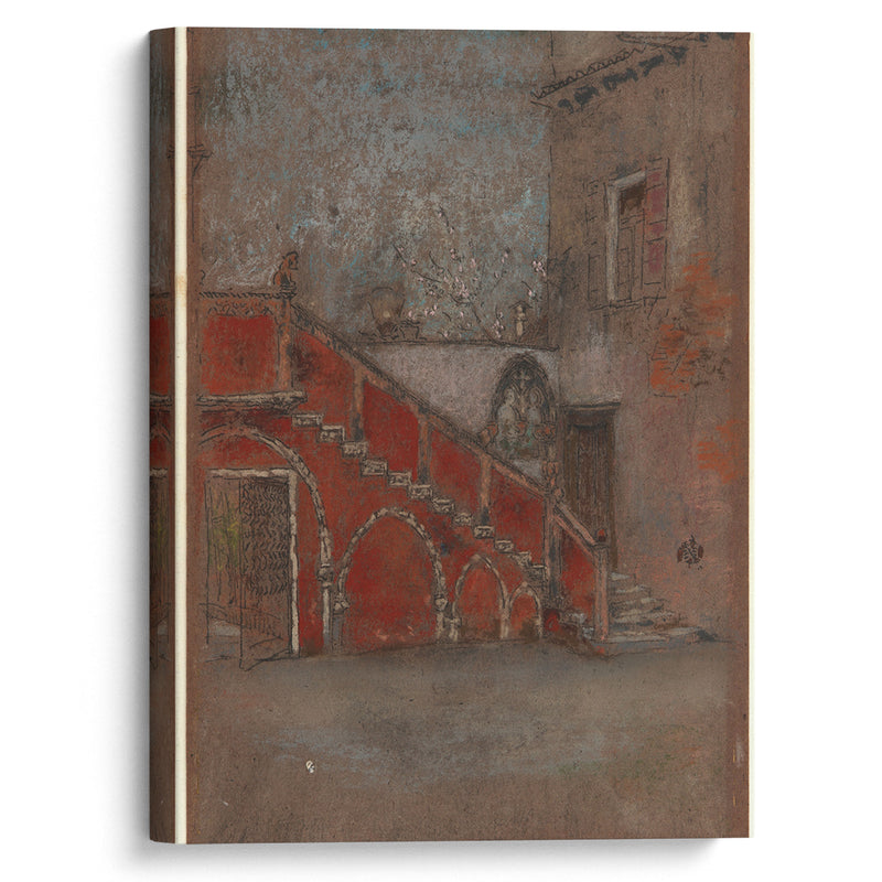 The Staircase; Note in Red (1880) - James Abbott McNeill Whistler - Canvas Print