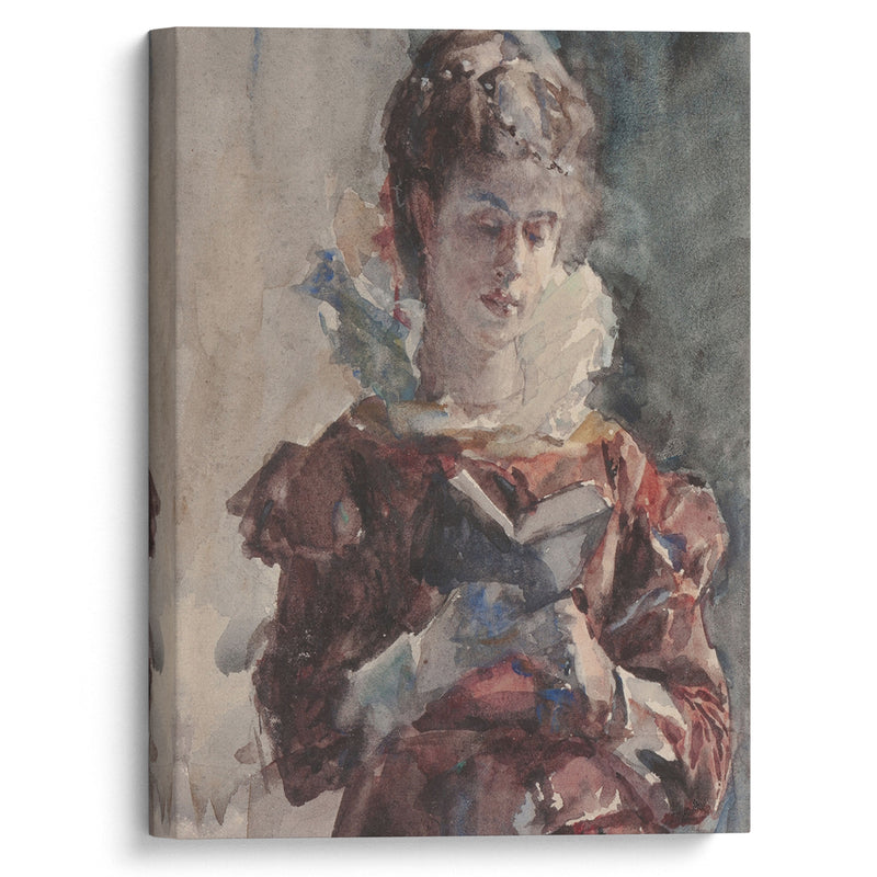 Portrait of a Woman Reading - Julius Leblanc Stewart - Canvas Print