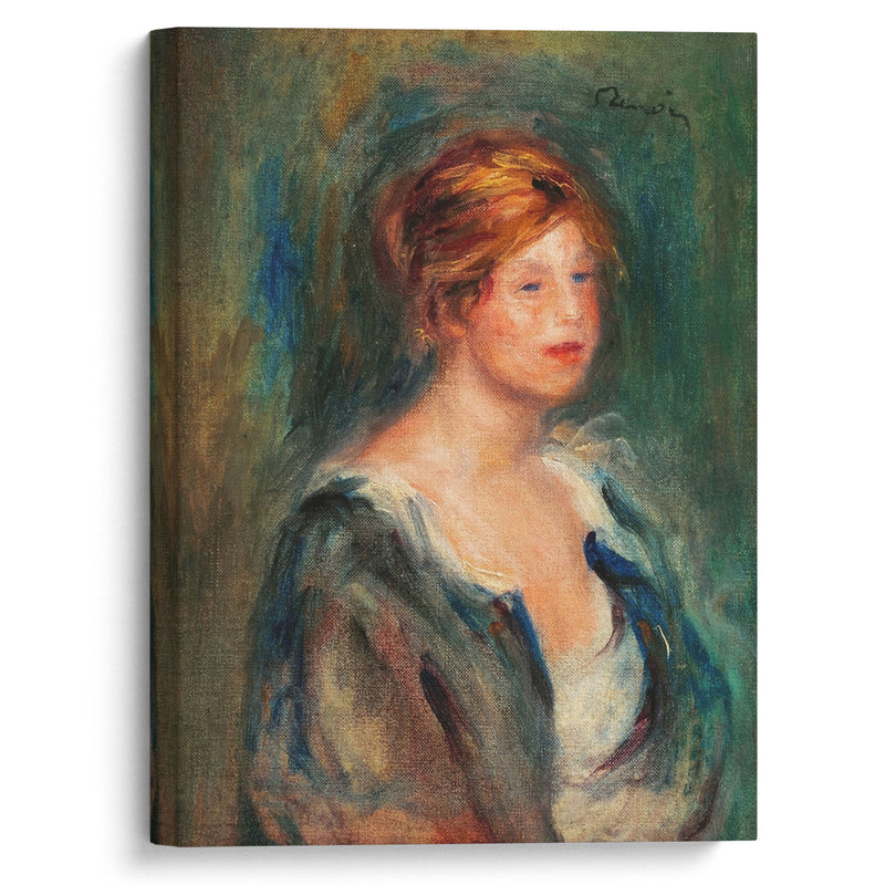 Jeune fille en bleu (Tête de femme blonde) (circa 1906-10) - Pierre-Auguste Renoir - Canvas Print