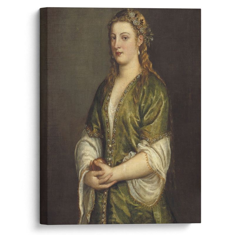 Woman Holding an Apple (c. 1550) - Titian - Canvas Print