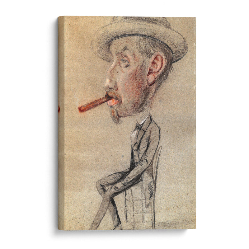 Caricature of a Man with a Big Cigar (1855–1856) - Claude Monet - Canvas Print