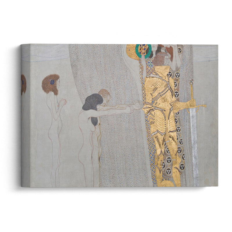 Beethovenfries; ‘Die Leiden der schwachen Menschheit’ und ‘Der wohlgerüstete Starke’ (Tafel 3, linke Langwand) (1901) - Gustav Klimt - Canvas Print