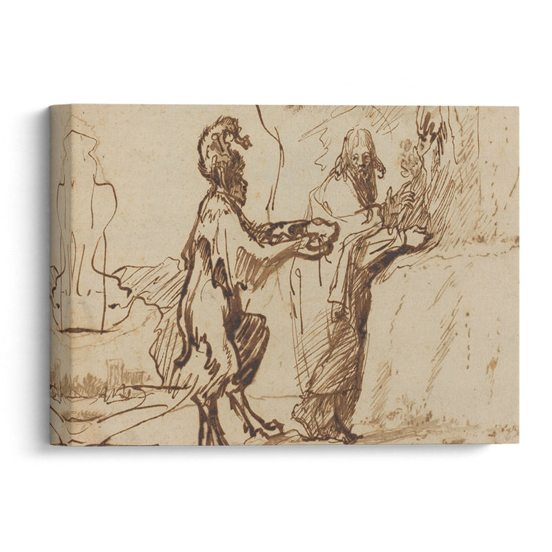 Satan Tempting Christ to Change Stones into Bread (1635-1640) - Rembrandt van Rijn - Canvas Print