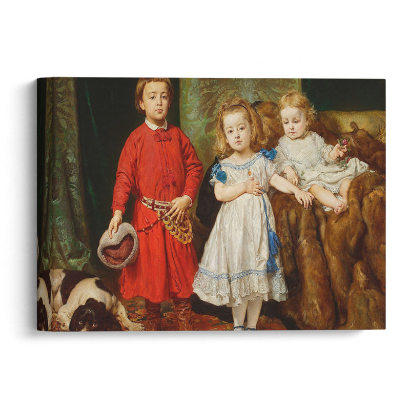 Portrait of artist’s three children, Tadeusz, Helena and Beata (1870) - Jan Matejko - Canvas Print