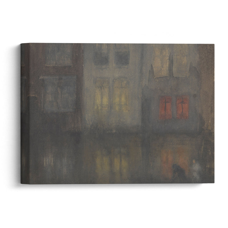 Nocturne: Black and Red—Back Canal, Holland - James Abbott McNeill Whistler - Canvas Print