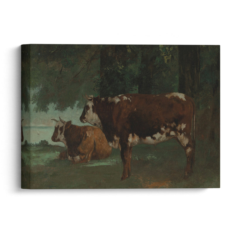 Deux vaches a la robe marron - Gustave Courbet - Canvas Print