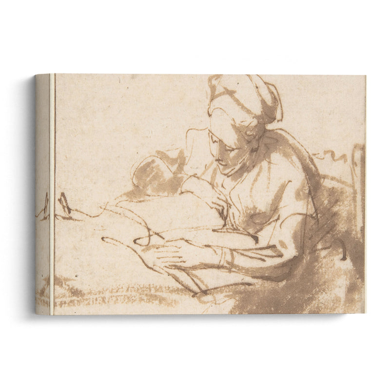 Woman Reading (1606–69) - Rembrandt van Rijn - Canvas Print