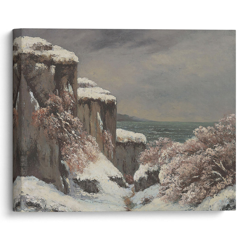 Falaises Au Bord De La Mer Sous La Neige - Gustave Courbet - Canvas Print