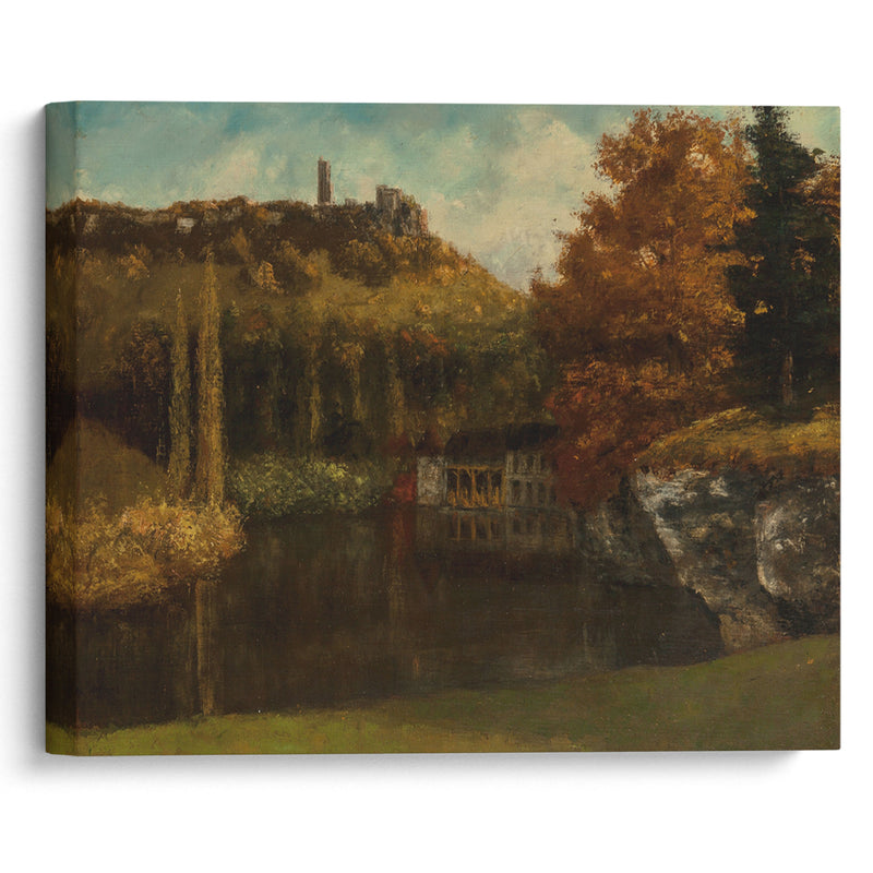 Le Lavoir (Vue et ruines du Château de Scey-en-Varais) (circa 1872) - Gustave Courbet - Canvas Print