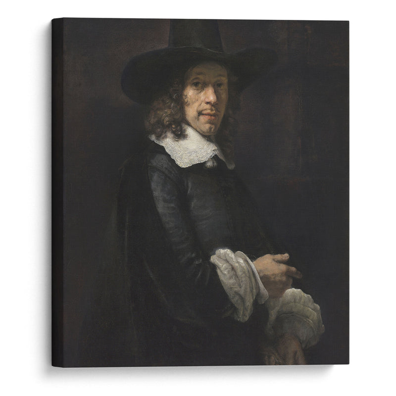 Portrait of a Gentleman with a Tall Hat and Gloves (c. 1656-1658) - Rembrandt van Rijn - Canvas Print