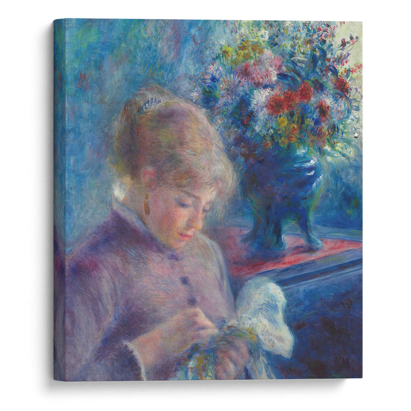 Young Woman Sewing (1879) - Pierre-Auguste Renoir - Canvas Print