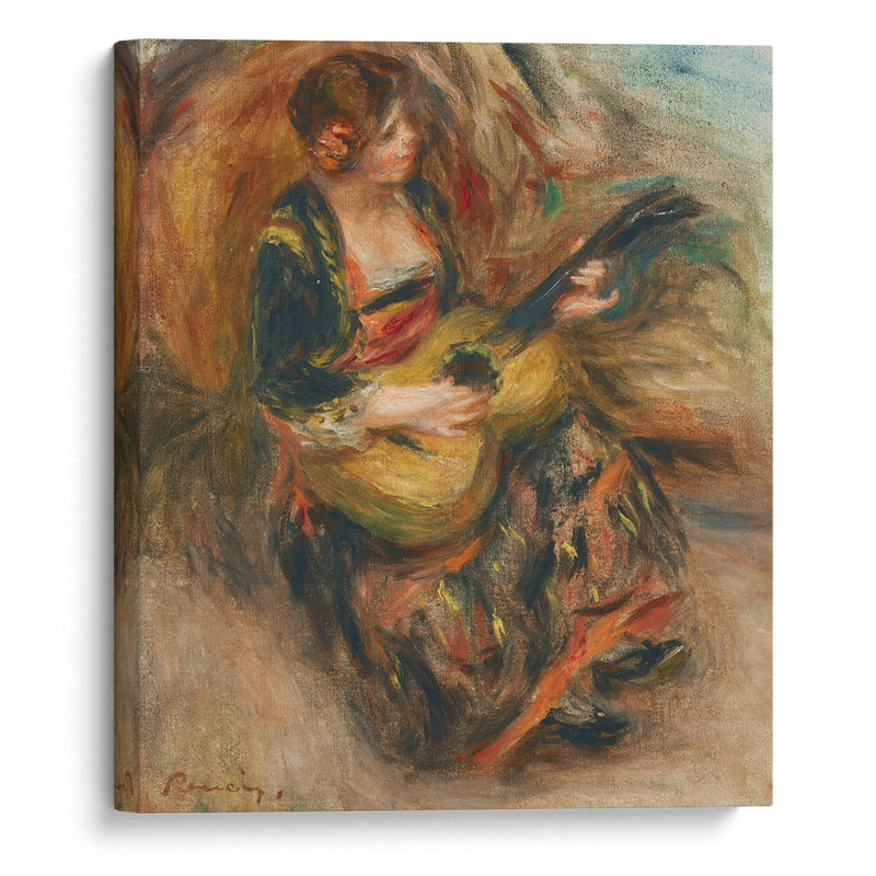 Jeune femme assise jouant de la guitare (1898-1900) - Pierre-Auguste Renoir - Canvas Print