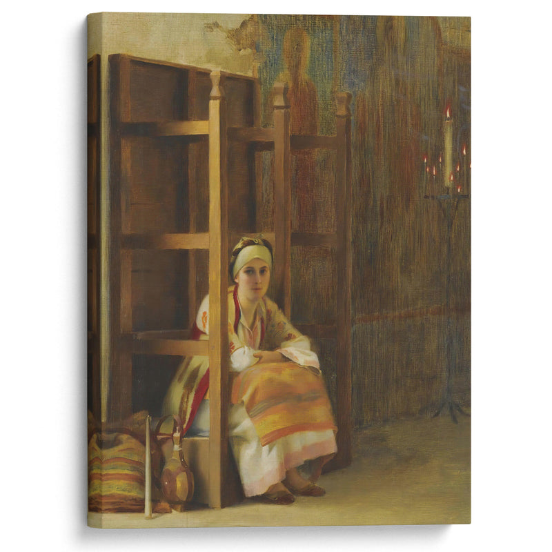 Young Girl In A Greek Church - Theodoros Ralli - Canvas Print