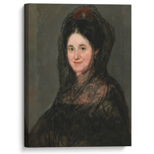 Portrait of a Lady in a Black Mantilla (c.1824) - Francisco de Goya - Canvas Print