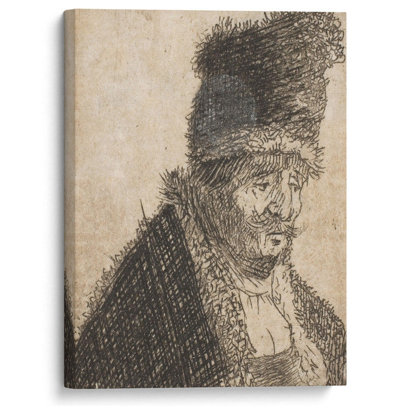 Old man in fur coat and high cap, bust (1629 – 1632) - Rembrandt van Rijn - Canvas Print