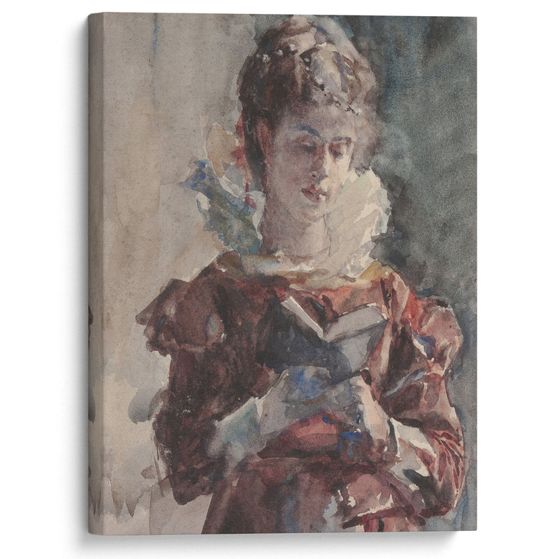Portrait of a Woman Reading - Julius Leblanc Stewart - Canvas Print