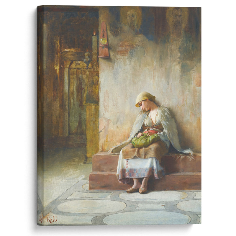 Young Girl Sleeping In A Church - Theodoros Ralli - Canvas Print