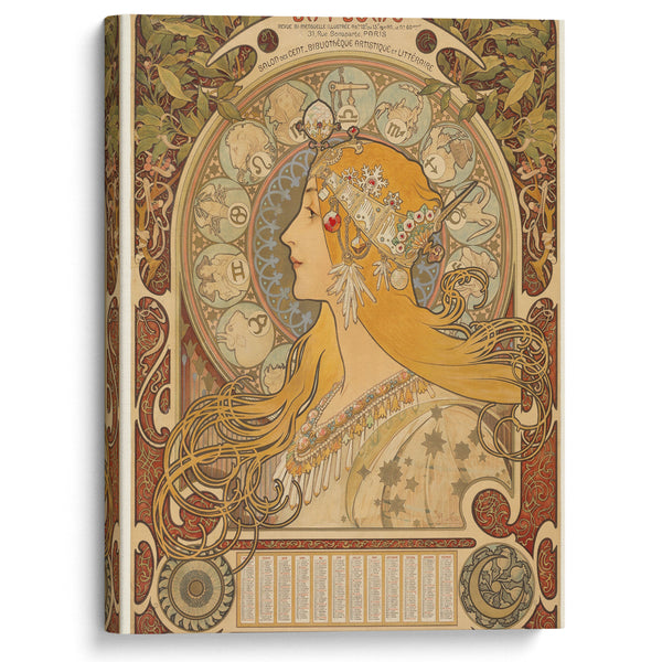 Zodiaque (La Plume) (1896–1897) - Alphonse Mucha - Canvas Print