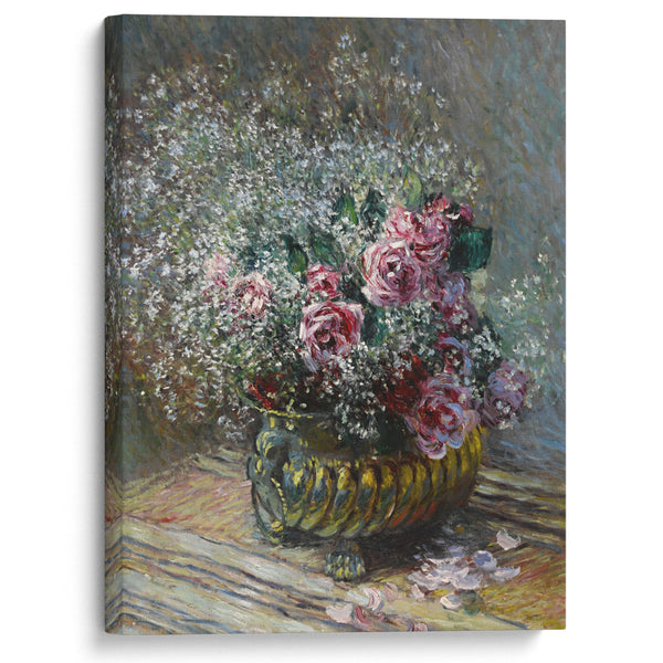 Fleurs dans un pot (Roses et brouillard) (1878) - Claude Monet - Canvas Print