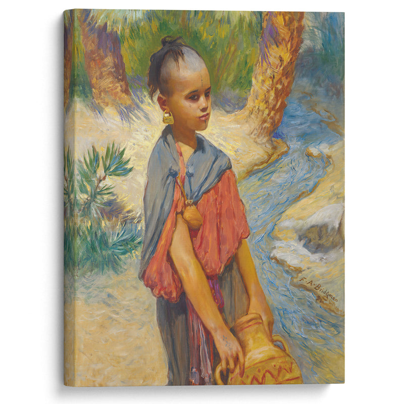 A young girl by a river - Frederick Arthur Bridgman - Canvas Print