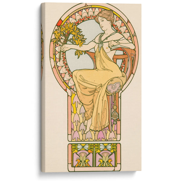 Seated Woman, plate no. 48 from Documents Décoratifs (1901) - Alphonse Mucha - Canvas Print