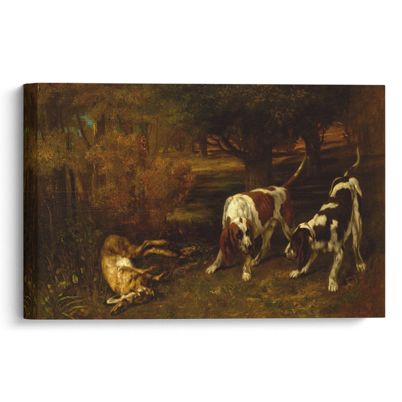 Hunting Dogs with Dead Hare (1857) - Gustave Courbet - Canvas Print