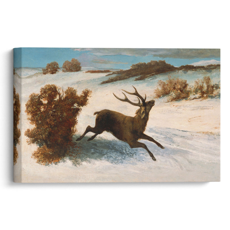 Deer Running in the Snow (c.1856) - Gustave Courbet - Canvas Print