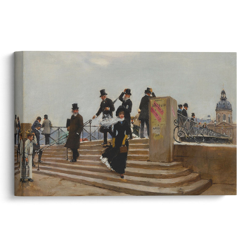 Le Pont Des Arts Par Grand Vent - Jean Béraud - Canvas Print