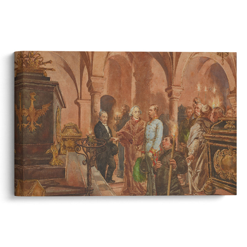 The Emperor in Front of the Sarcophagus of John III Sobieski in Saint Leonard’s Crypt under the Wawel Cathedral (1881) - Jan Matejko - Canvas Print