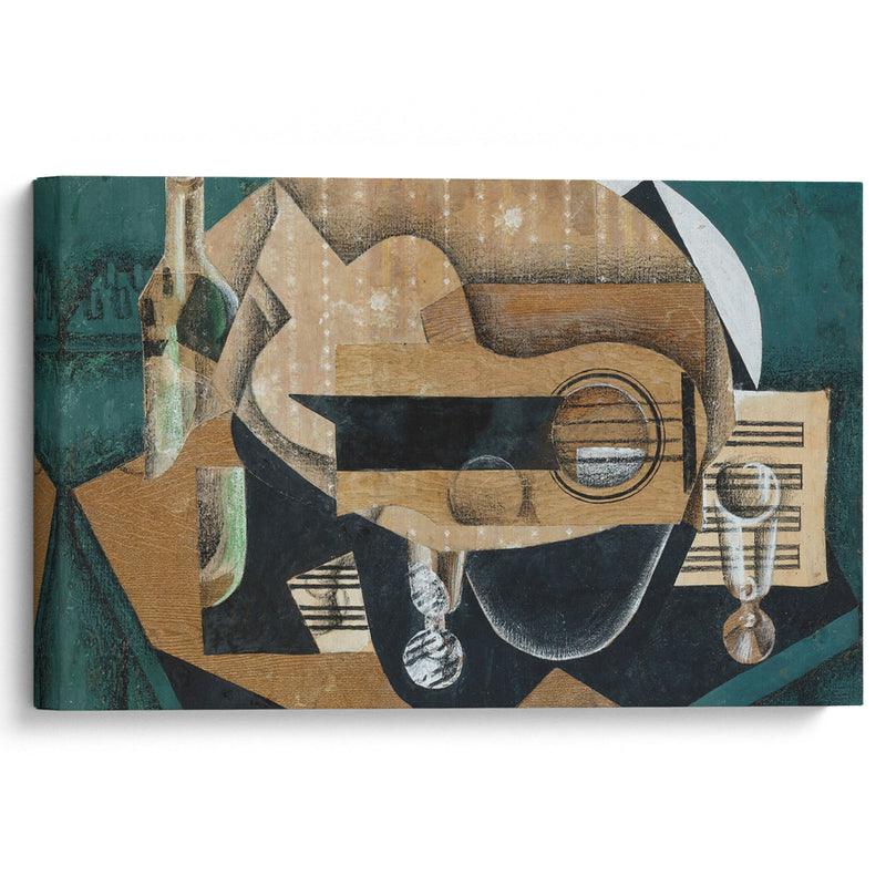 A Guitar, Glasses and a Bottle (1913) - Juan Gris - Canvas Print